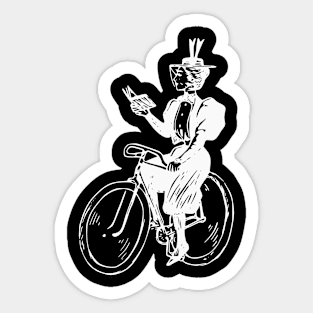 White Vintage Female Cyclists Sticker